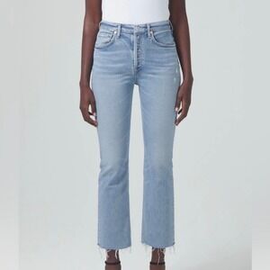 Citizens Of Humanity Isola Buttonfly Cropped Raw Hem Bootcut Blue Jeans Women 23